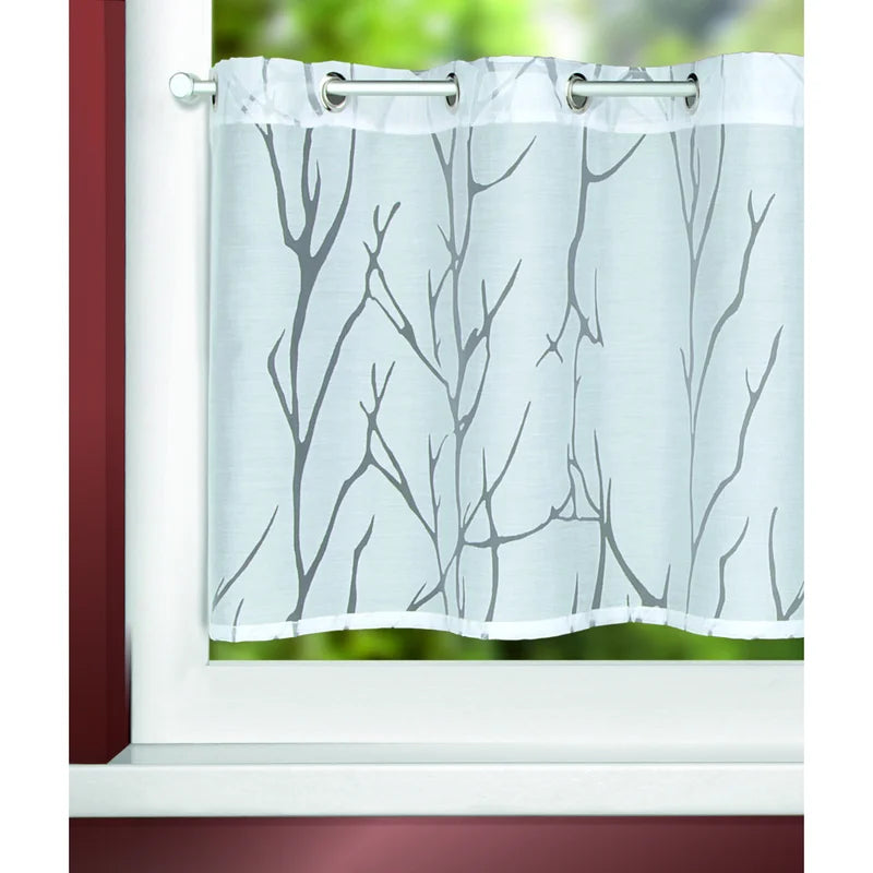 Perdea bucatarie 45 x 135 cm, Matteo cu inele, alb