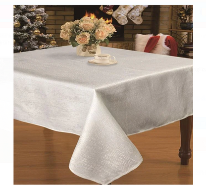 Fata de Masa de Craciun Ecru Dungi cu Fir Auriu 120x120cm