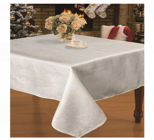 Fata de Masa de Craciun Ecru Dungi cu Fir Auriu 120x120cm