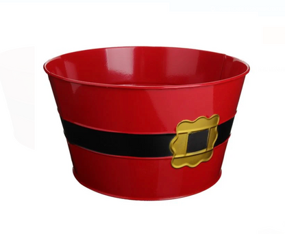 Cos Metalic Rosu Centura Mos Craciun 26,5x15cm