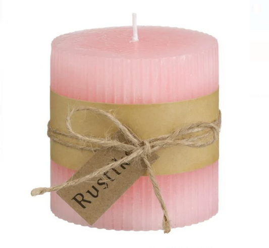 Lumanare Roz cu Sfoara & Aroma de Piersici Ø6.5x7cm