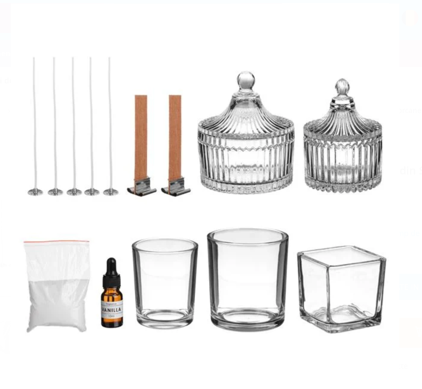 Kit Lumanari in Borcanele din Sticla cu Aroma de Vanilie