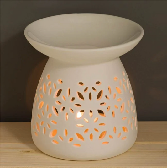 Suport pentru Ulei Parfumat Ceramic Alb cu Model Ø11x11cm