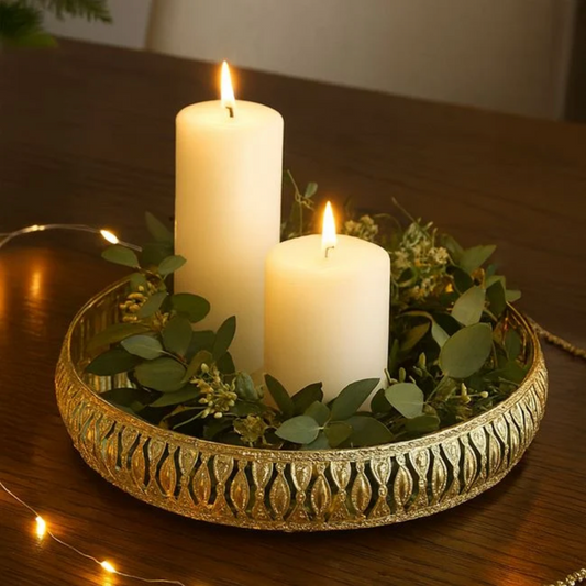 Tava Metalica cu Oglinda & Margine Aurie cu Model Ø27x5cm