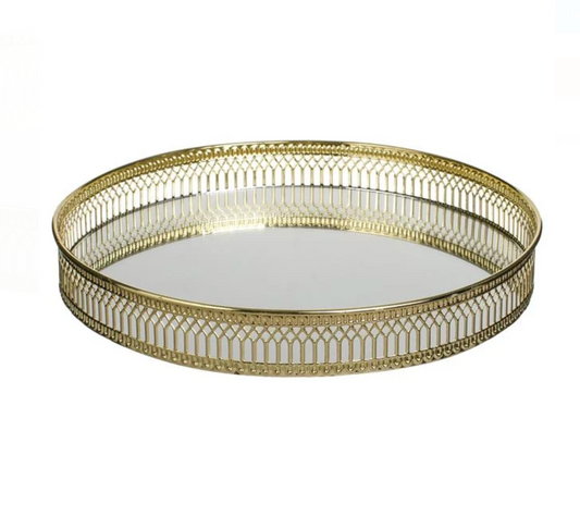 Tava Metalica cu Suprafata Oglinda & Margine Aurie Ø25x4cm
