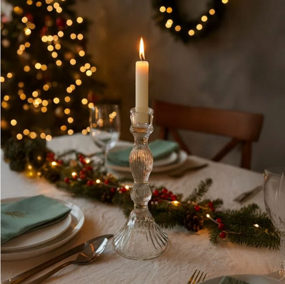 Sfesnic Decorativ Transparent Rotund cu Baza Deschisa Ø11x25cm