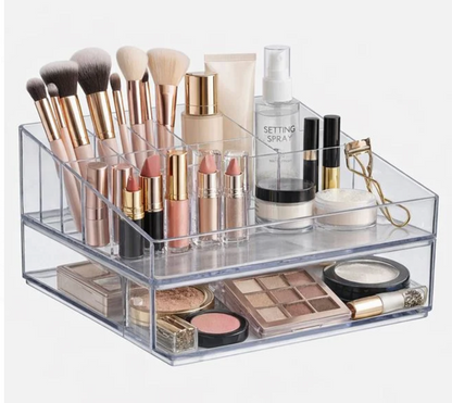 Suport pentru Cosmetice cu 2 Niveluri & 15 Compartimente 24x20x12,5cm