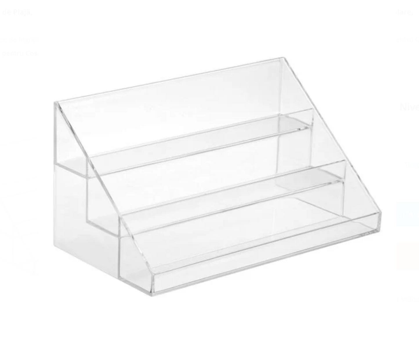 Suport Acrilic Transparent cu 3 Nivele pentru Cosmetice 22x11.5x11cm