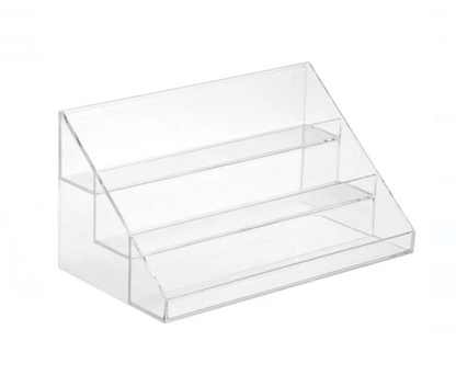 Suport Acrilic Transparent cu 3 Nivele pentru Cosmetice 22x11.5x11cm