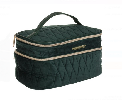Portfard Dublu Verde Catifelat cu Maner 25x15,5x14cm