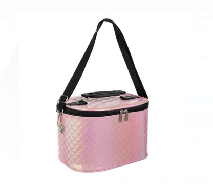 Portfard Roz Holografic cu Maner Negru 26x18x17,5cm