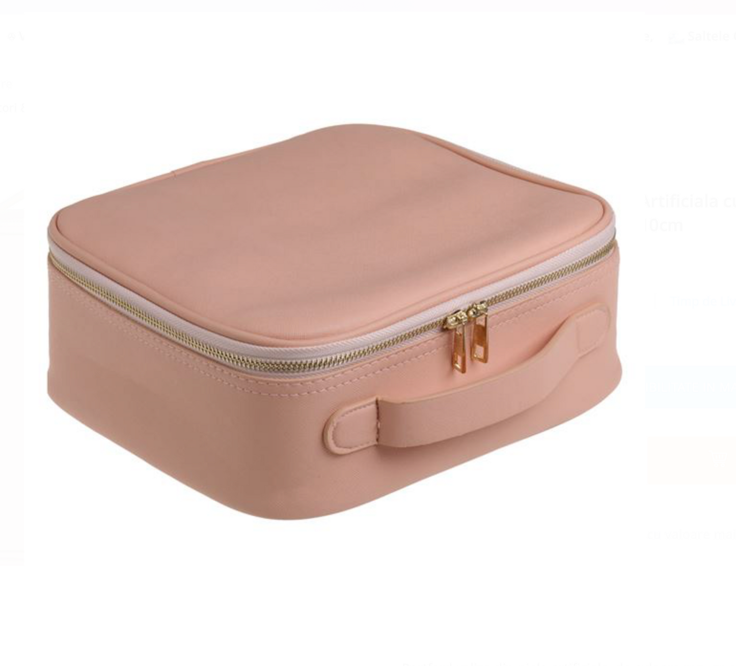 Portfard Valiza Roz din Piele Artificiala cu Separatori & Huse pentru Pensule 26x23x10cm