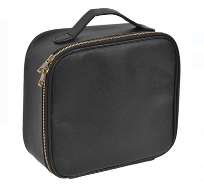 Portfard Valiza Negru din Piele Artificiala cu Separatori & Huse pentru Pensule 26x23x10cm