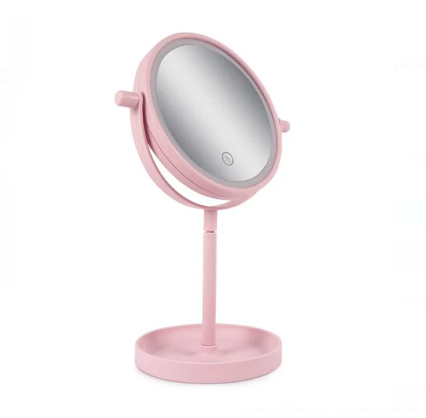Oglinda Machiaj Roz cu 14 Becuri LED 15cm
