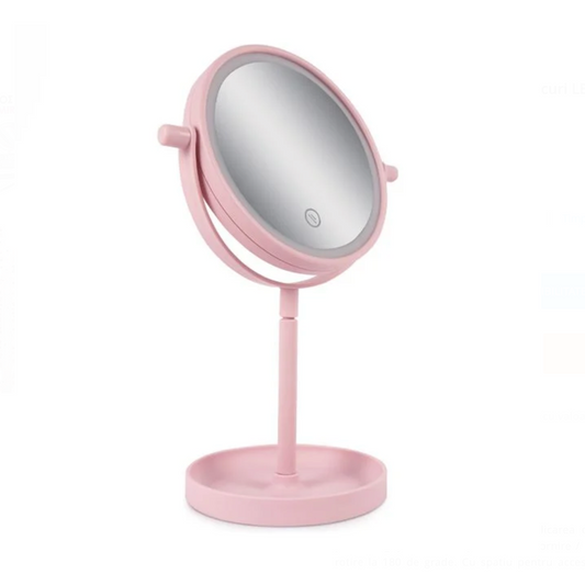 Oglinda Machiaj Roz cu 14 Becuri LED 15cm