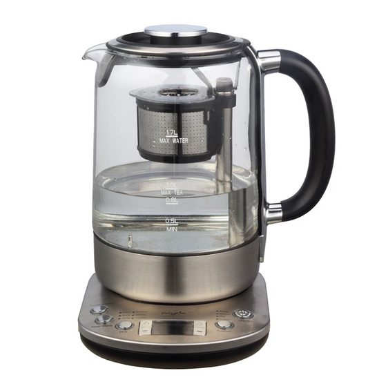 Fierbator apa MYRIA MY4719, 1.7L, 2200W, cu infuzor pentru ceai, argintiu-negru