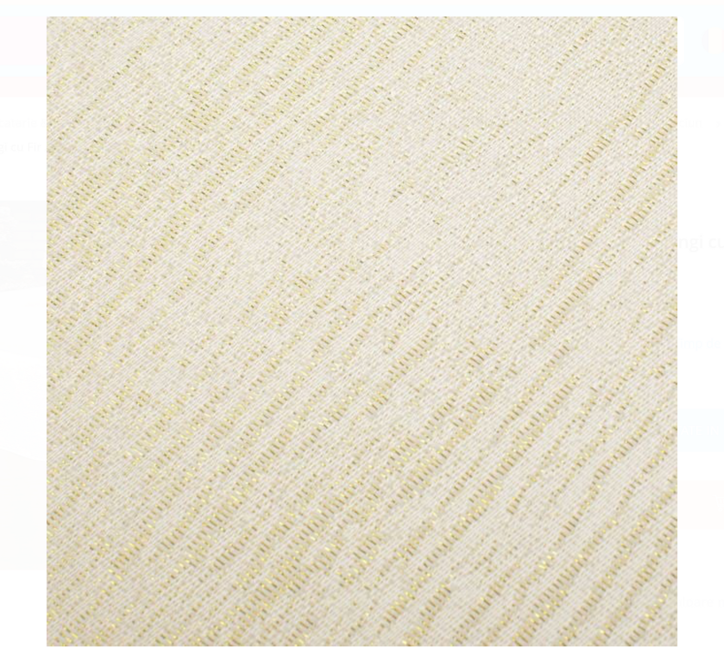 Fata de Masa de Craciun Ecru Dungi cu Fir Auriu 120x120cm