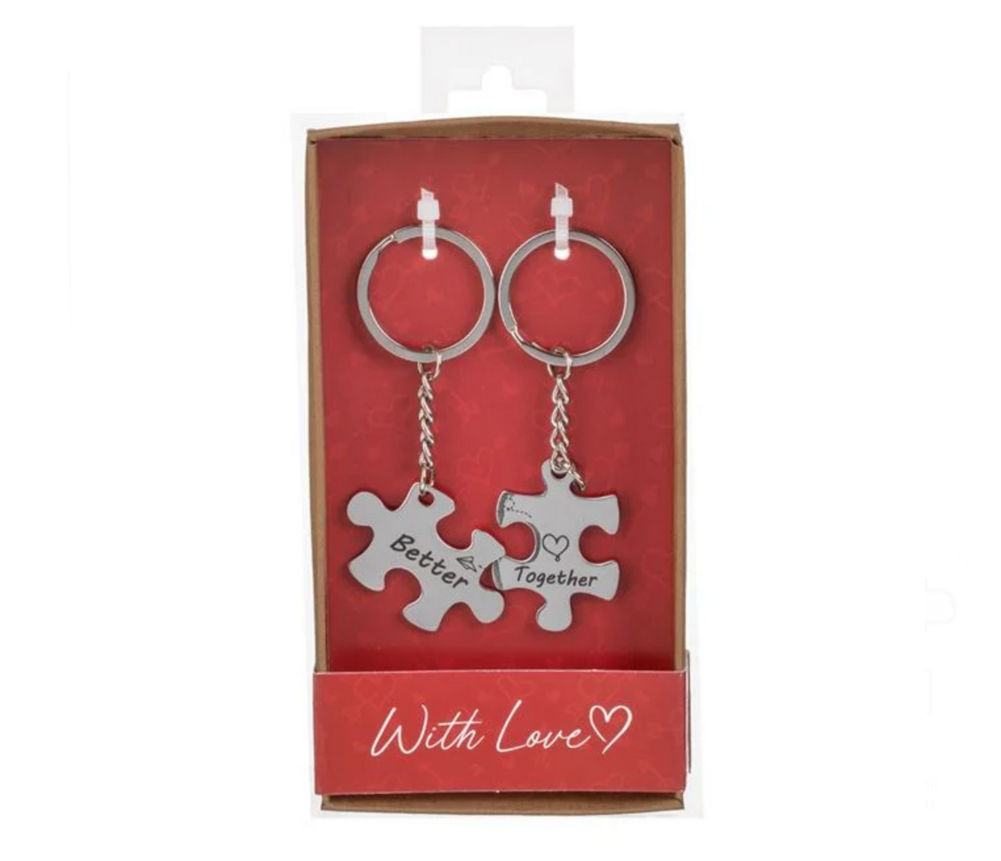 Breloc Cadou de Culoare Argintie Piese de Puzzle "Better Together" 10cm - 2buc