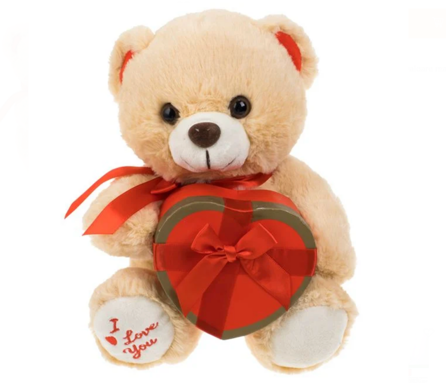 Ursulet de Plus Bej in Cutie Cadou Inima 25cm