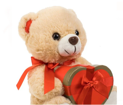Ursulet de Plus Bej in Cutie Cadou Inima 25cm