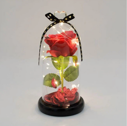 Cupola Decorativa cu LED & Trandafir Artificial Ø11x24cm