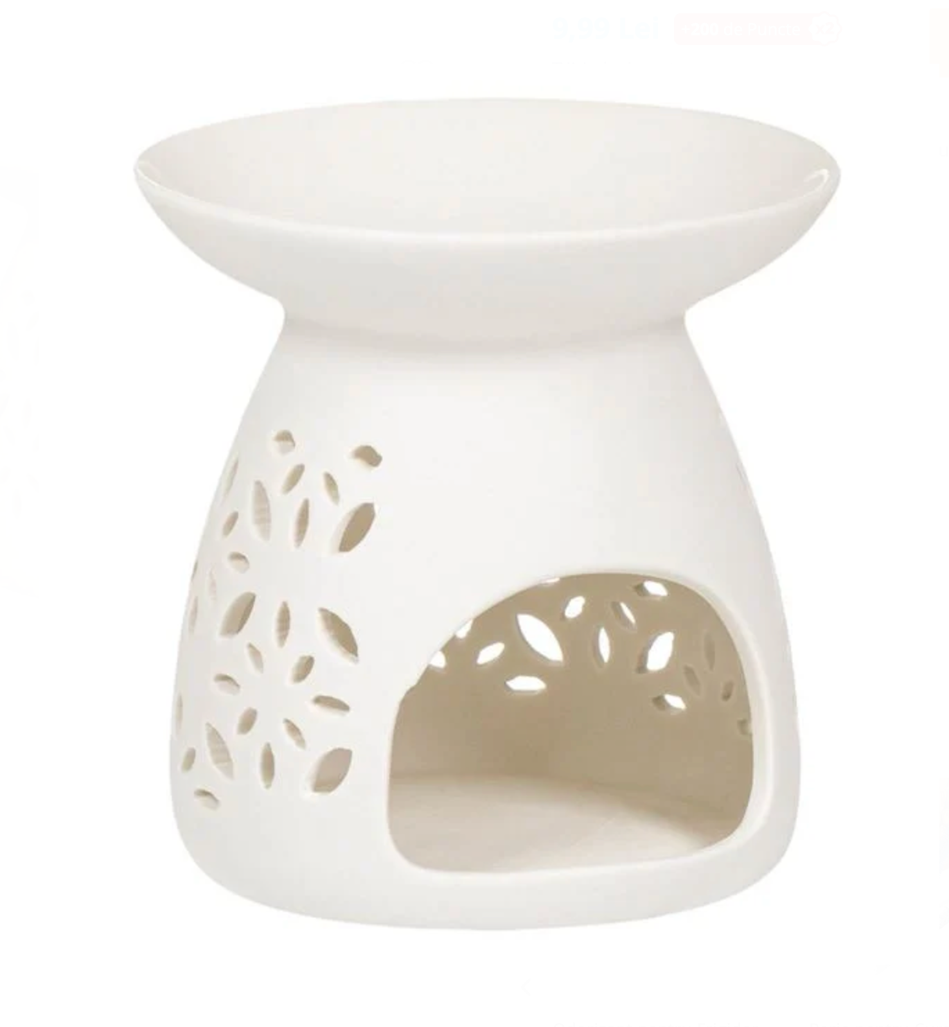 Suport pentru Ulei Parfumat Ceramic Alb cu Model Ø11x11cm