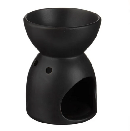 Suport Ceramic Negru Mat cu Mesaj din Folie Aurie pentru Ulei Parfumat Ø8x11cm