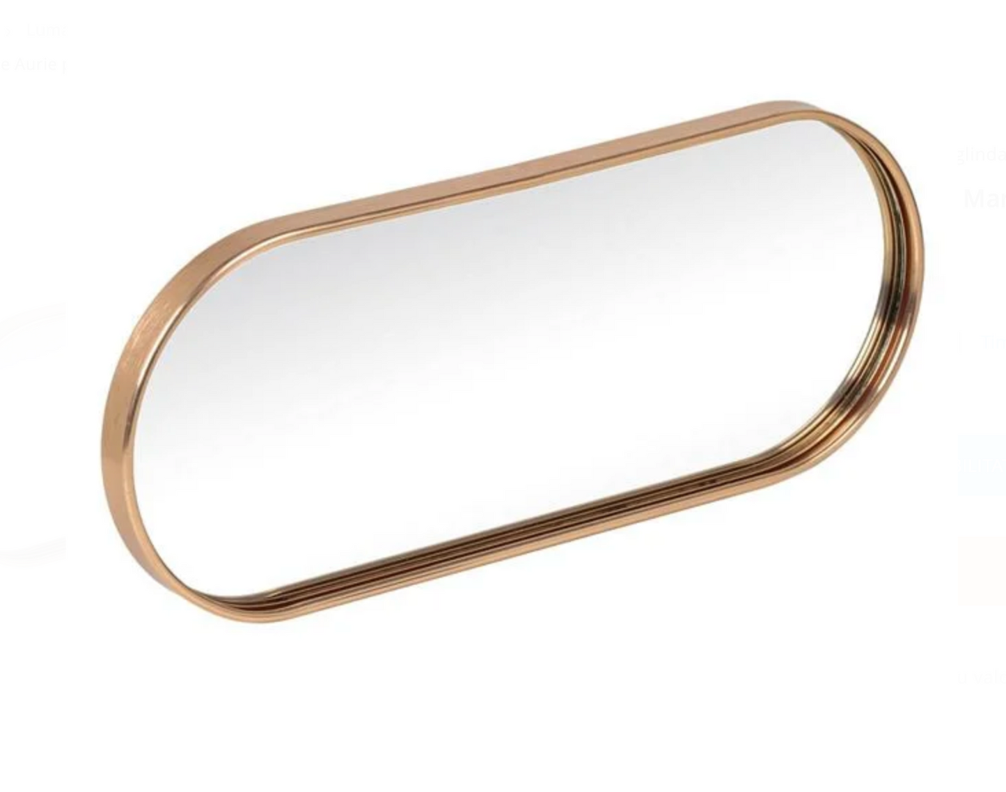 Suport Oval Tava cu Oglinda & Margine Aurie pentru Lumanari 30x12.5x1.5cm