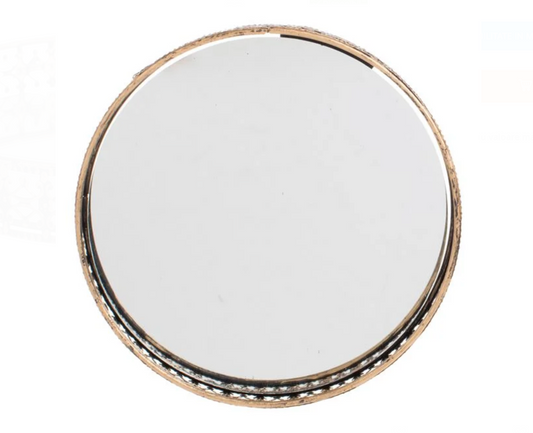 Suport Metalic Bronz cu Oglinda pentru Lumanari Ø12x3,5cm