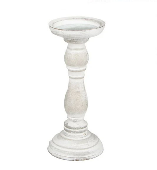 Sfesnic Decorativ din Lemn Creta Alba Ø10x24cm