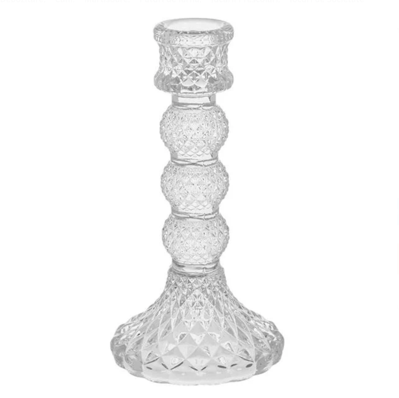 Sfesnic Decorativ din Sticla Transparent 3 Bile Romburi Ø7,5x15,5cm