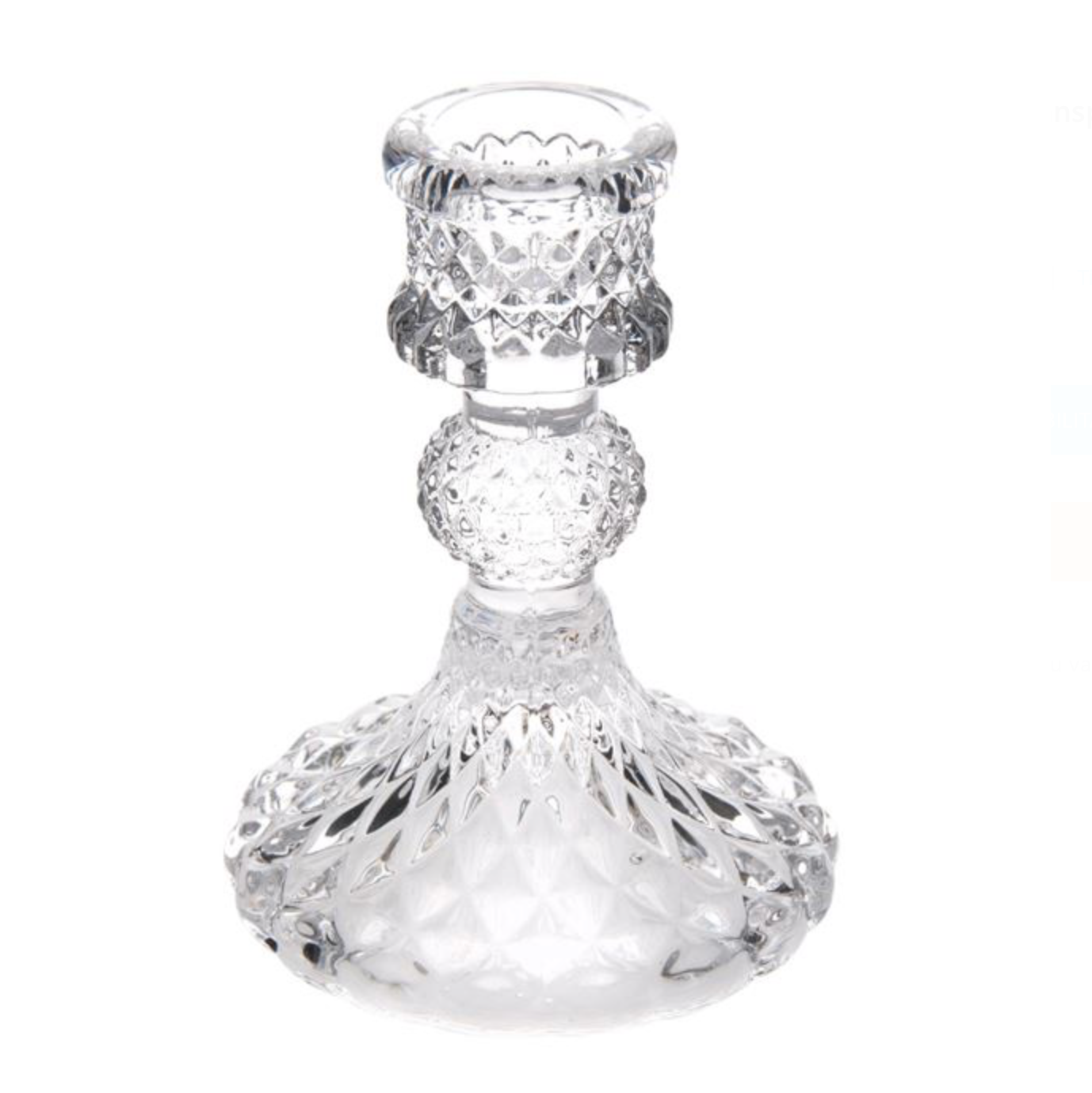 Sfesnic Decorativ din Sticla Transparent Model Romburi Ø7.5x10.5cm