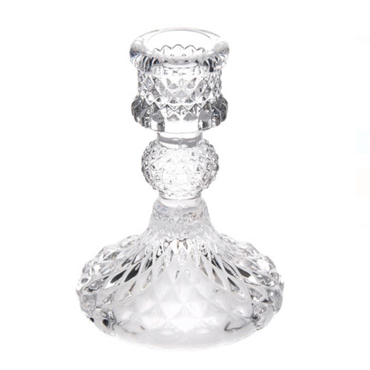 Sfesnic Decorativ din Sticla Transparent Model Romburi Ø7.5x10.5cm