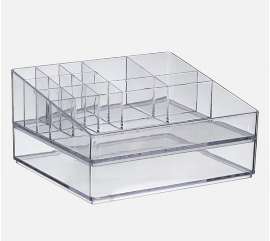 Suport pentru Cosmetice cu 2 Niveluri & 15 Compartimente 24x20x12,5cm