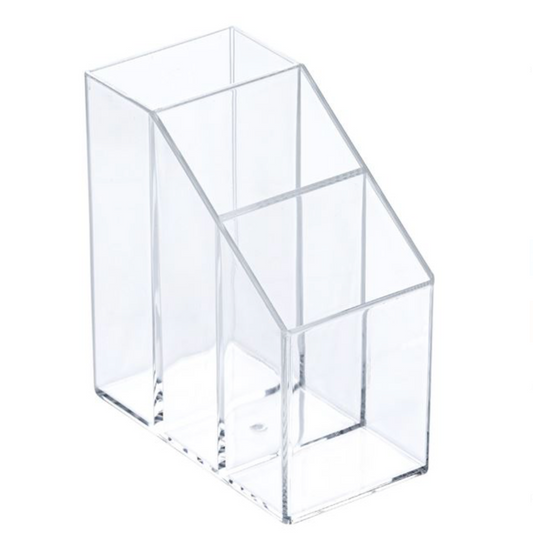 Suport Acrilic Transparent cu 3 Compartimente pentru Pensule 6x11x12cm