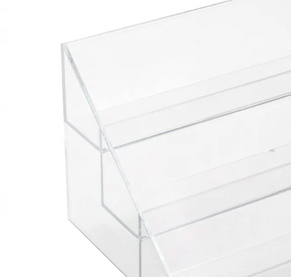 Suport Acrilic Transparent cu 3 Nivele pentru Cosmetice 22x11.5x11cm