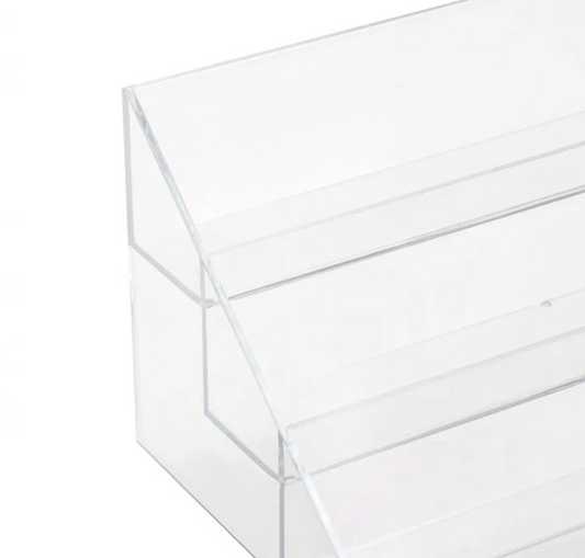 Suport Acrilic Transparent cu 3 Nivele pentru Cosmetice 22x11.5x11cm