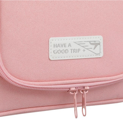 Portfard Roz cu Maner "Have a good trip" 24x9x19cm