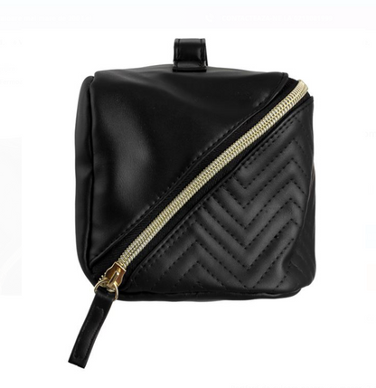 Portfard Negru cu Maner 2 Compartimente & Fermoar Diagonal 27x12x12cm