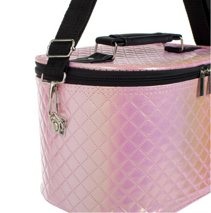 Portfard Roz Holografic cu Maner Negru 26x18x17,5cm