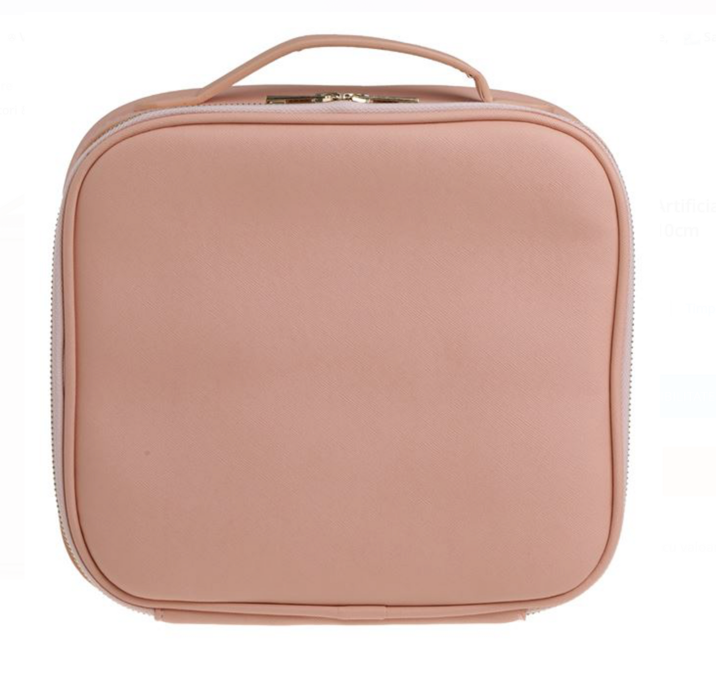 Portfard Valiza Roz din Piele Artificiala cu Separatori & Huse pentru Pensule 26x23x10cm