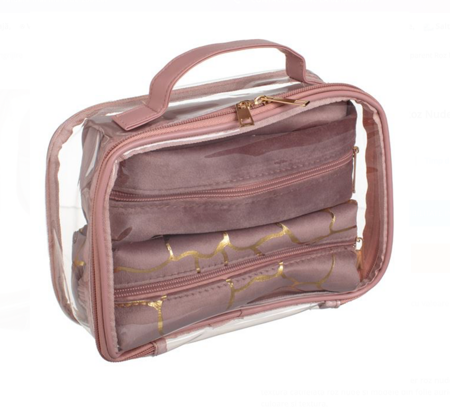 Set Portfarduri Transparent Roz Nude Auriu Folie - 3buc