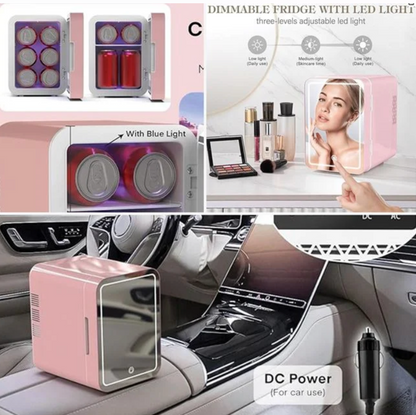 Mini Frigider cu Oglinda & LED pentru Cosmetice 23,5x14x13cm - 4L
