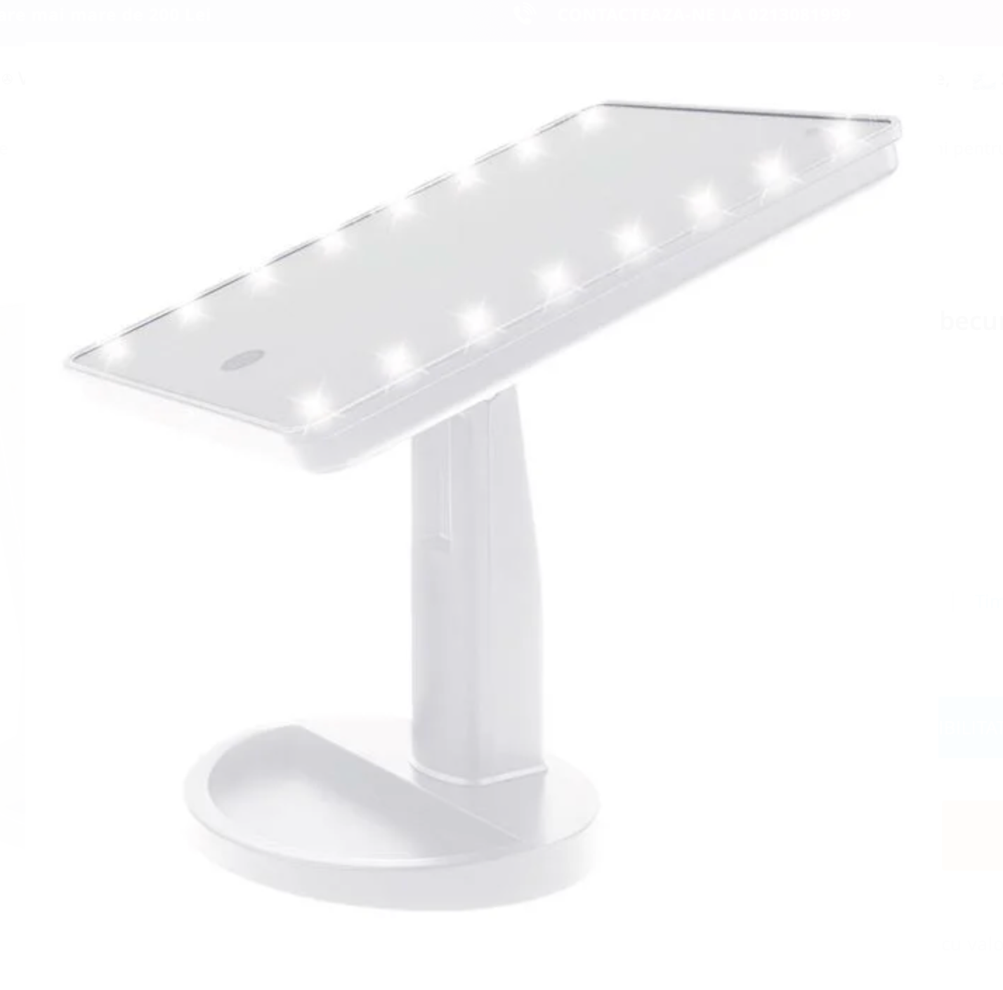 Oglinda Alba cu Suport cu 16 becuri LED