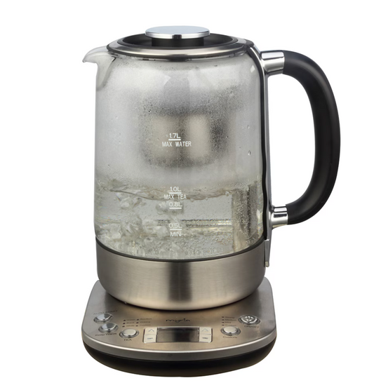 Fierbator apa MYRIA MY4719, 1.7L, 2200W, cu infuzor pentru ceai, argintiu-negru