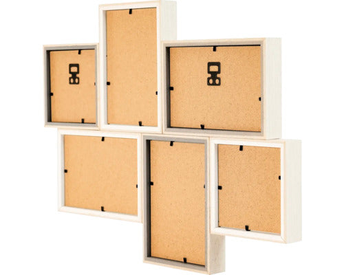 Ramă foto multiplă The Wall Leano colaj 6 poze, natur/alb 33x43 cm