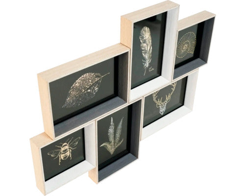 Ramă foto multiplă The Wall Leano colaj 6 poze, natur/alb 33x43 cm