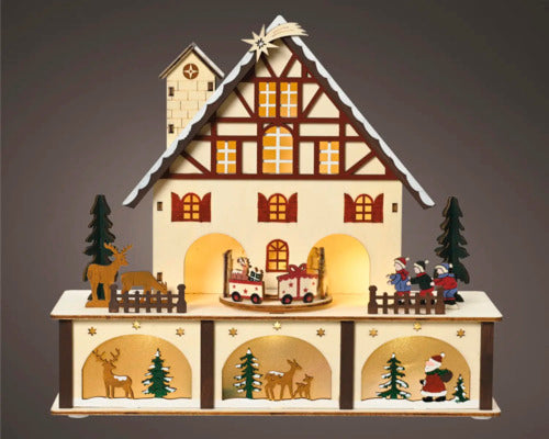 Decorațiune căsuță lemn cu LED 10x27x24,3 cm alb cald