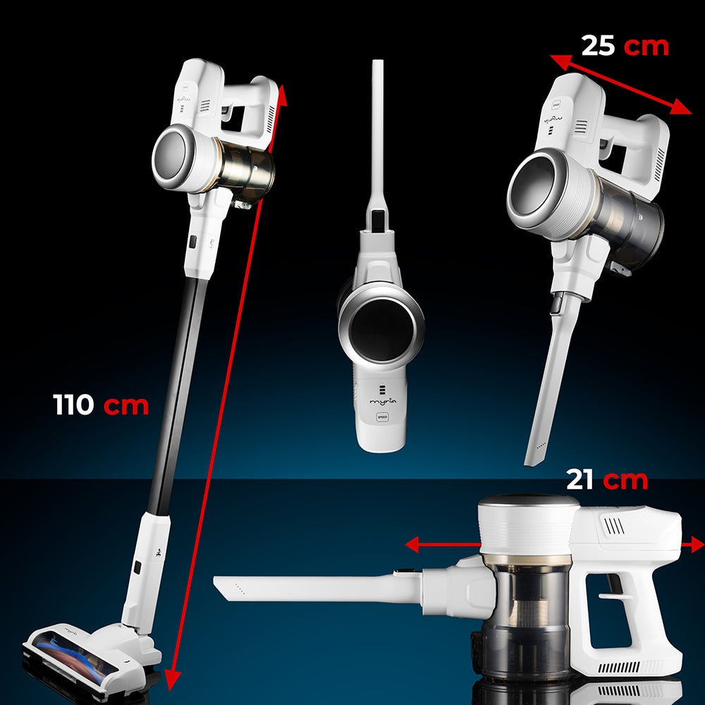 Aspirator vertical MYRIA MY4541, 0.6l, 25.9V, autonomie max 40 min, alb-argintiu