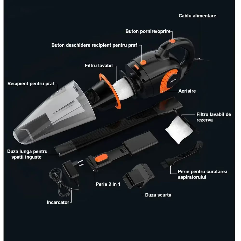 Aspirator auto UTRAI 58130R, 16V, 120W, portocaliu-negru